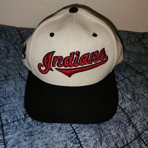MLB Indians White and Black Cap